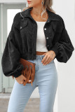 Street Solid Rivets Turndown Collar Outerwear