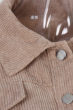 Street Solid Rivets Turndown Collar Outerwear