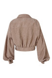 Street Solid Rivets Turndown Collar Outerwear