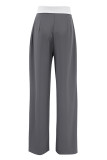 Casual Street Solid Fold Contrast Loose High Waist Wide Leg Patchwork Bottoms