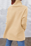 Casual Solid Slit Turtleneck Tops