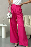 Sweet Elegant Solid Buttons Loose Wide Leg Solid Color Bottoms