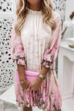Casual Print Patchwork O Neck Straight Dresses