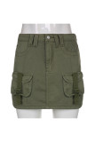 Sexy Casual Solid Pocket Regular Straight Patchwork Bottoms