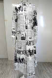 Casual Print Asymmetrical Turndown Collar Shirt Dress Dresses