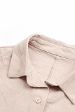 Work Simplicity Solid Buckle Turndown Collar Shirt Dress Dresses