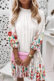 Casual Print Patchwork O Neck Straight Dresses