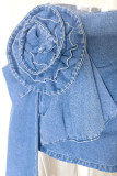 Sexy Solid Appliques Low Waist Regular Denim Skirts