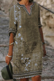 Casual Bohemian Print O Neck Short Sleeve Dress Dresses
