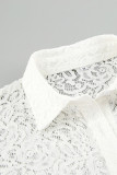 Sexy Solid Lace Hollowed Out Turndown Collar Tops