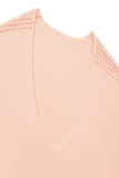 Casual Solid Hollowed Out V Neck Tops