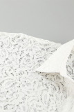 Sexy Solid Lace Hollowed Out Turndown Collar Tops