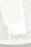 Sexy Solid Lace Hollowed Out Turndown Collar Tops