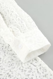 Sexy Solid Lace Hollowed Out Turndown Collar Tops