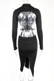 Sexy Solid Backless Half A Turtleneck Wrapped Skirt Dresses