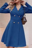 Elegant Solid Buttons Turn-back Collar A Line Dresses