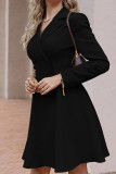 Elegant Solid Buttons Turn-back Collar A Line Dresses