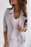 Casual Street Solid Zipper Turndown Collar Outerwear
