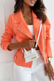 Casual Street Solid Zipper Turndown Collar Outerwear