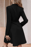 Elegant Solid Buttons Turn-back Collar A Line Dresses