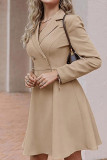 Elegant Solid Buttons Turn-back Collar A Line Dresses