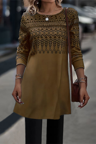 Casual Geometric Printing O Neck A Line Dresses