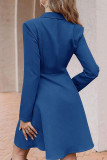 Elegant Solid Buttons Turn-back Collar A Line Dresses