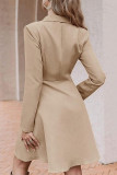 Elegant Solid Buttons Turn-back Collar A Line Dresses