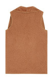 Street Solid Pocket Turndown Collar Tops