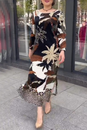Elegant Floral Patchwork O Neck Printed Dress Dresses