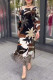 Elegant Floral Patchwork O Neck Printed Dress Dresses