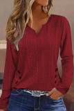 Casual Solid Buttons V Neck Tops