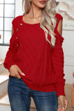 Casual Solid Buttons O Neck Tops