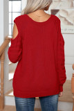 Casual Solid Buttons O Neck Tops