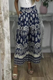Casual Print Contrast Loose Wide Leg Full Print Bottoms