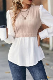 Celebrities Elegant Patchwork Contrast O Neck Tops