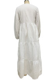 Casual Solid Patchwork O Neck Long Sleeve Dresses