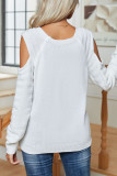 Casual Solid Buttons O Neck Tops