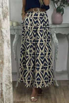 Casual Geometric Printing Loose High Waist Type A Full Print Bottoms(No Belt)