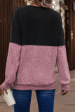 Casual Color Block Cross Straps Contrast V Neck Tops