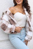 Elegant Plaid Contrast Turndown Collar Outerwear