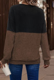 Casual Color Block Cross Straps Contrast V Neck Tops