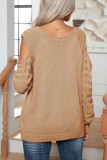 Casual Solid Buttons O Neck Tops