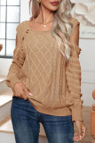 Casual Solid Buttons O Neck Tops