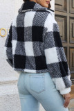 Elegant Plaid Contrast Turndown Collar Outerwear