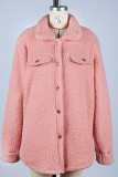 Casual Solid Buckle Turndown Collar Outerwear