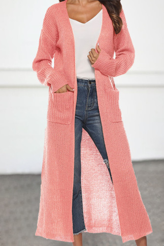 Casual Simplicity Solid Pocket Cardigan Collar Outerwear