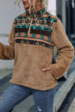 Casual Geometric Printing Turndown Collar Tops