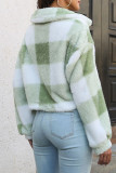 Elegant Plaid Contrast Turndown Collar Outerwear