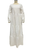 Casual Solid Patchwork O Neck Long Sleeve Dresses